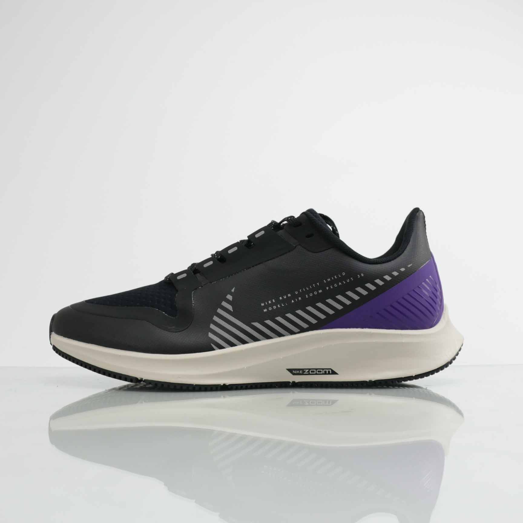 Men Nike Air Zoom PEGASUS 36 Shield Black Grey Purple Running Shoes